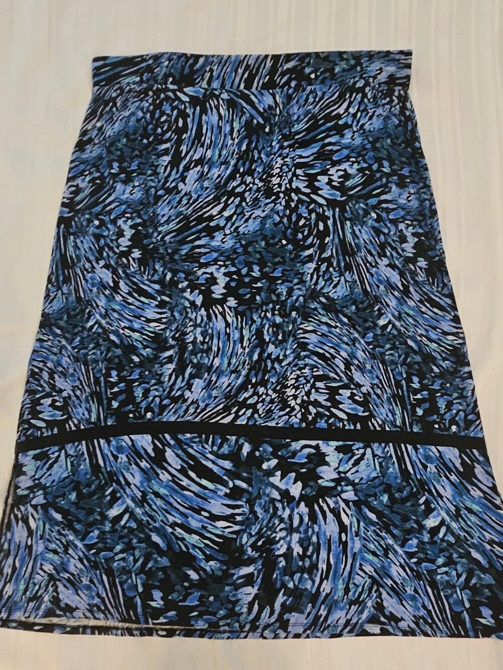 Dana Buchman Skirt - Maxi Black Blue Elastic Waist - Size XL XLarge